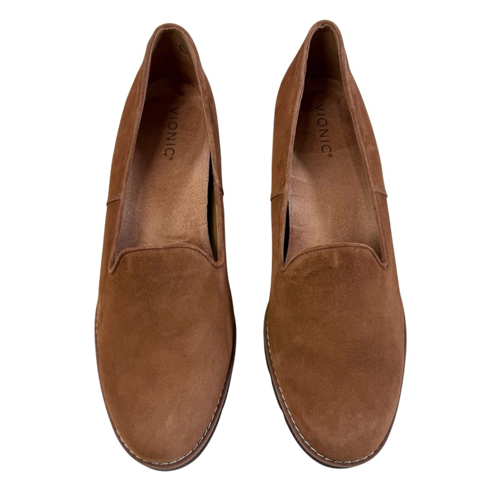 Vionic Willa Suede Leather Slip-On Wedge Loafers Tan Brown Size 11 - Picture 4 of 16